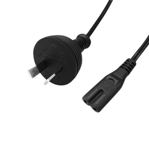 AUS/NZ 2Pin Plug-C7 2x0.75mm2 Power Lead Black 2M