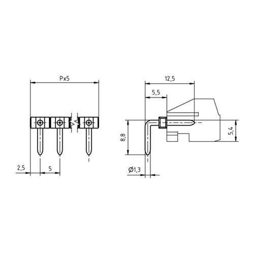 STL140/12-5.0-H-HT 12 way 5.0 Horizontal Header