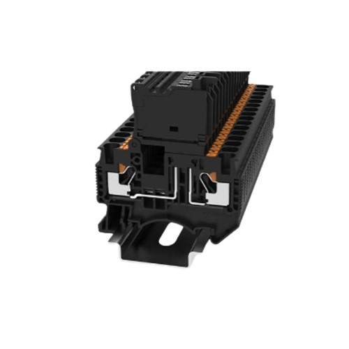 Fused DIN Rail Terminal Block 60V Black 0.2-6mm2