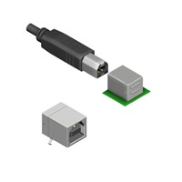 4 Way USB B PCB Socket w/Straight Shell Legs R/A