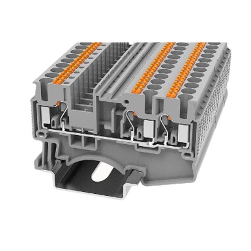 Feed Through DIN Rail T/Block TWIN 0.2-4mm2 Gray