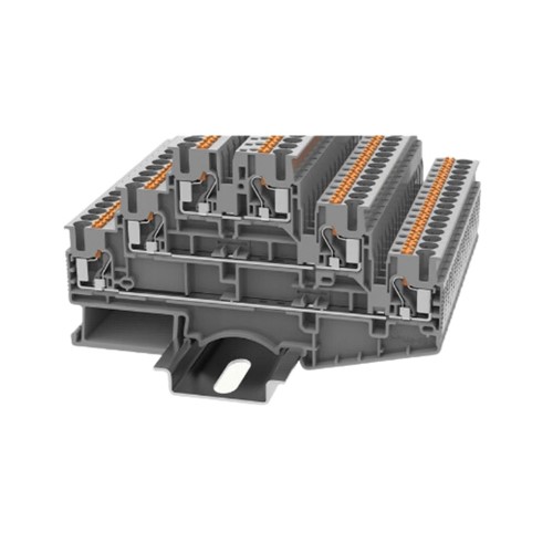 Triple Level DIN Rail T/Block Grey 0.2-4mm2