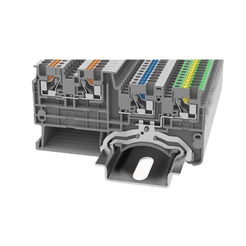 Sensor DIN Rail T/Block Grey w/Ground 0.14-1.5mm2