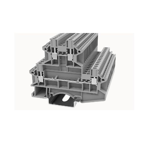 0.5-4mm2 Dbl Deck DIN Rail T/Block Grey Bridged